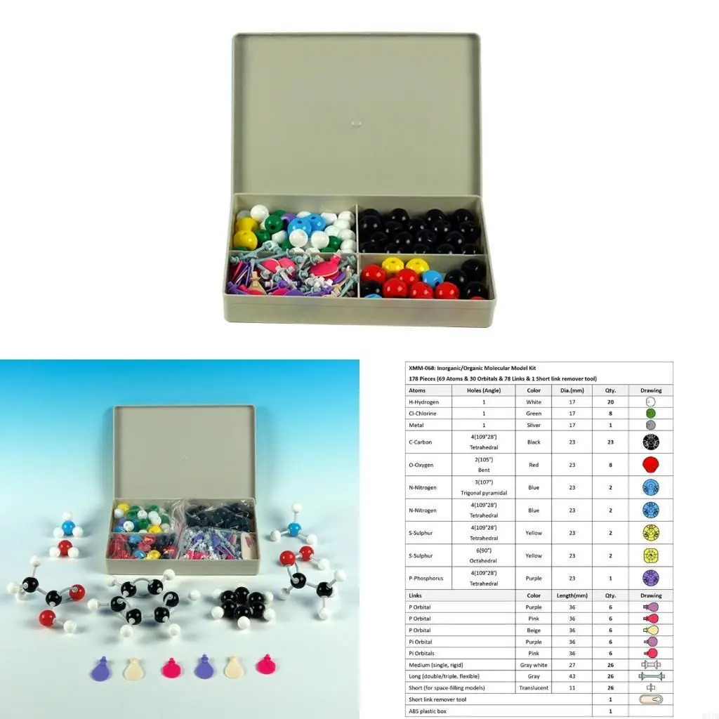 M5TB 178 قطع كيمياء طقم النموذج الجزيئي لمعلم الطلاب #1