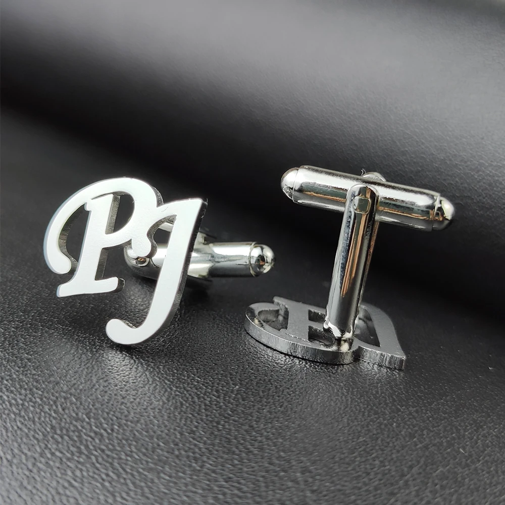 Customizable Stainless Steel Men's Initials Cufflinks Personalized Wedding Best Man Jewelry Gift for Groom
