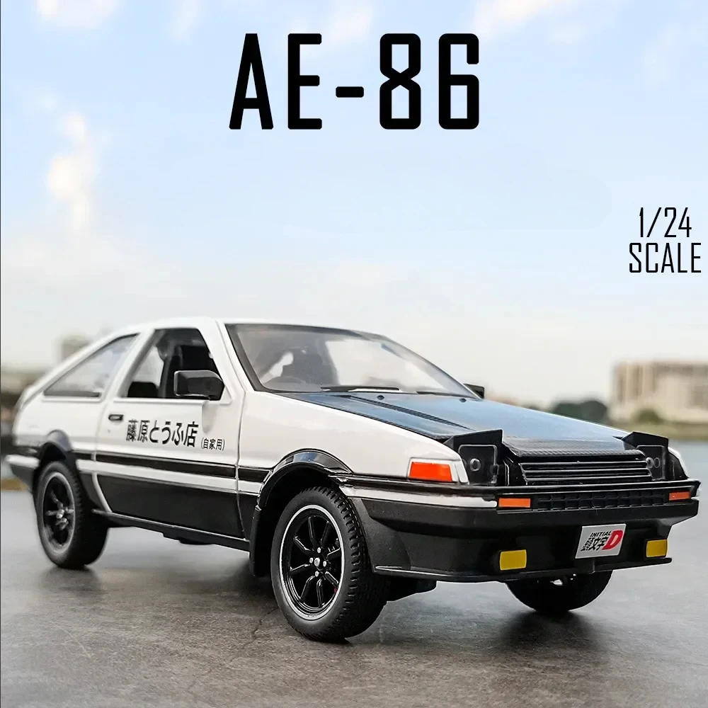 1:24 Toyota AE86 Alloy Car Model Initial D Decoration Simulation Toys For Children Gift Big Size With Light Pull Back A458