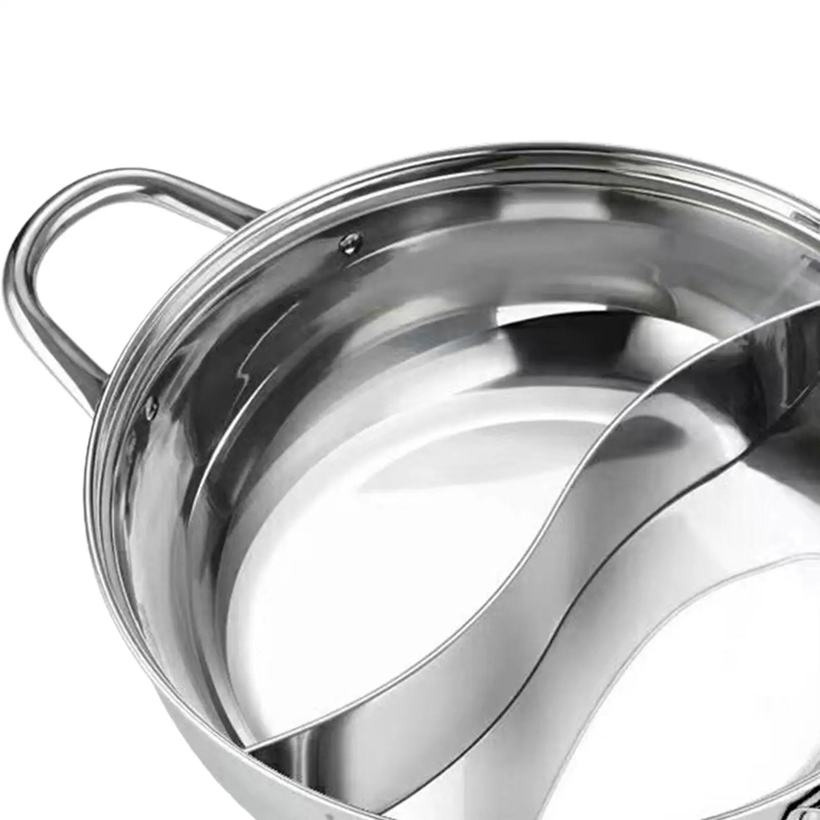 28cm Stainless Steel Shabu Shabu Hotpot with Divider Dual Side Pot Pan for Electric Gas Induction Cooktops
