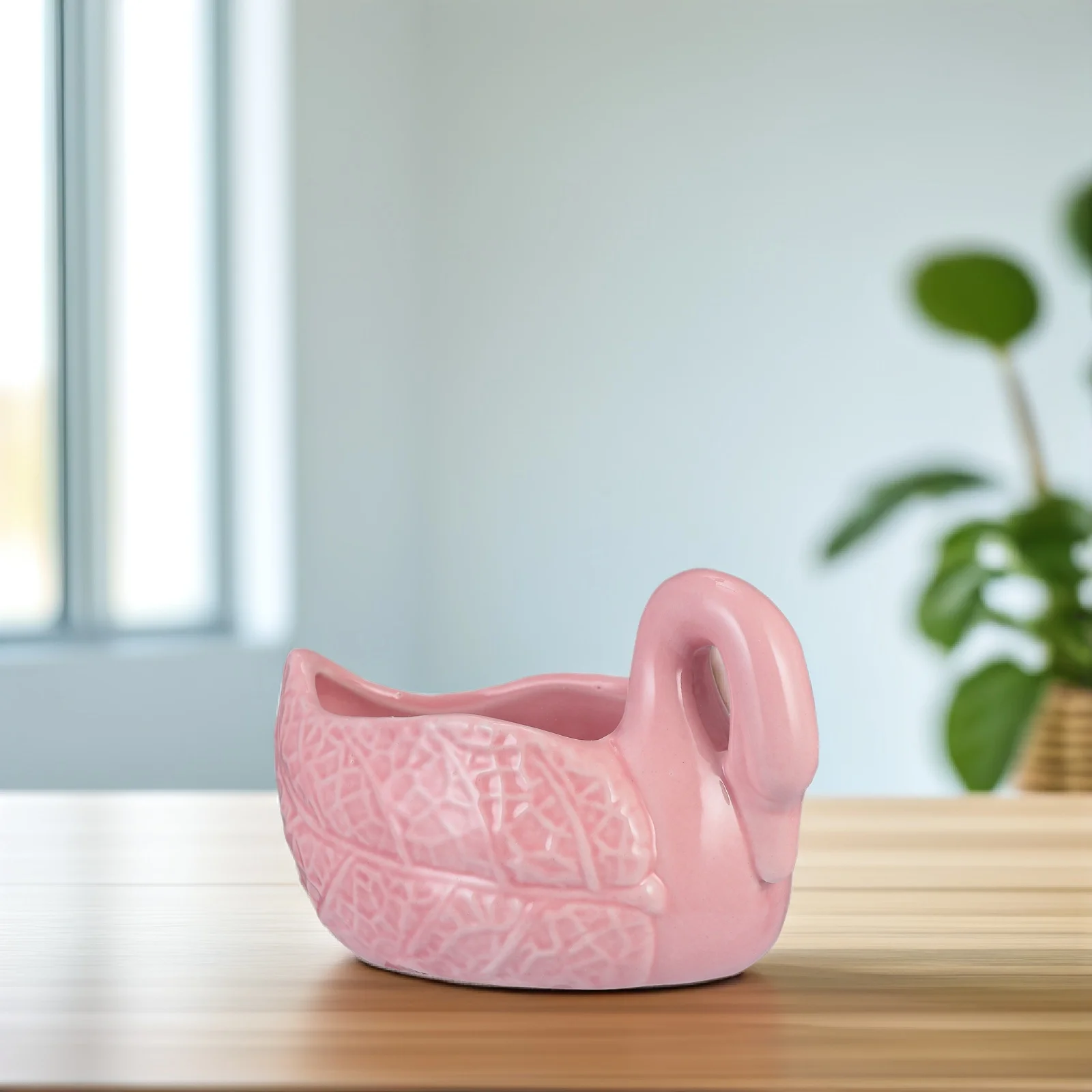 

Swan Shaped Flowerpot Durable Material Simple Practical Design for Home Garden Balcony Succulents Plant Container