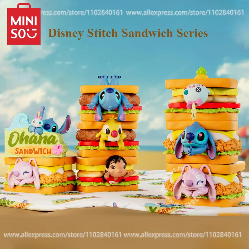 

MINISO Disney Stitch Sandwich Series Blind Box Cute Figure Peripheral Model Desktop Ornament Toy Birthday Gift for Children Girl