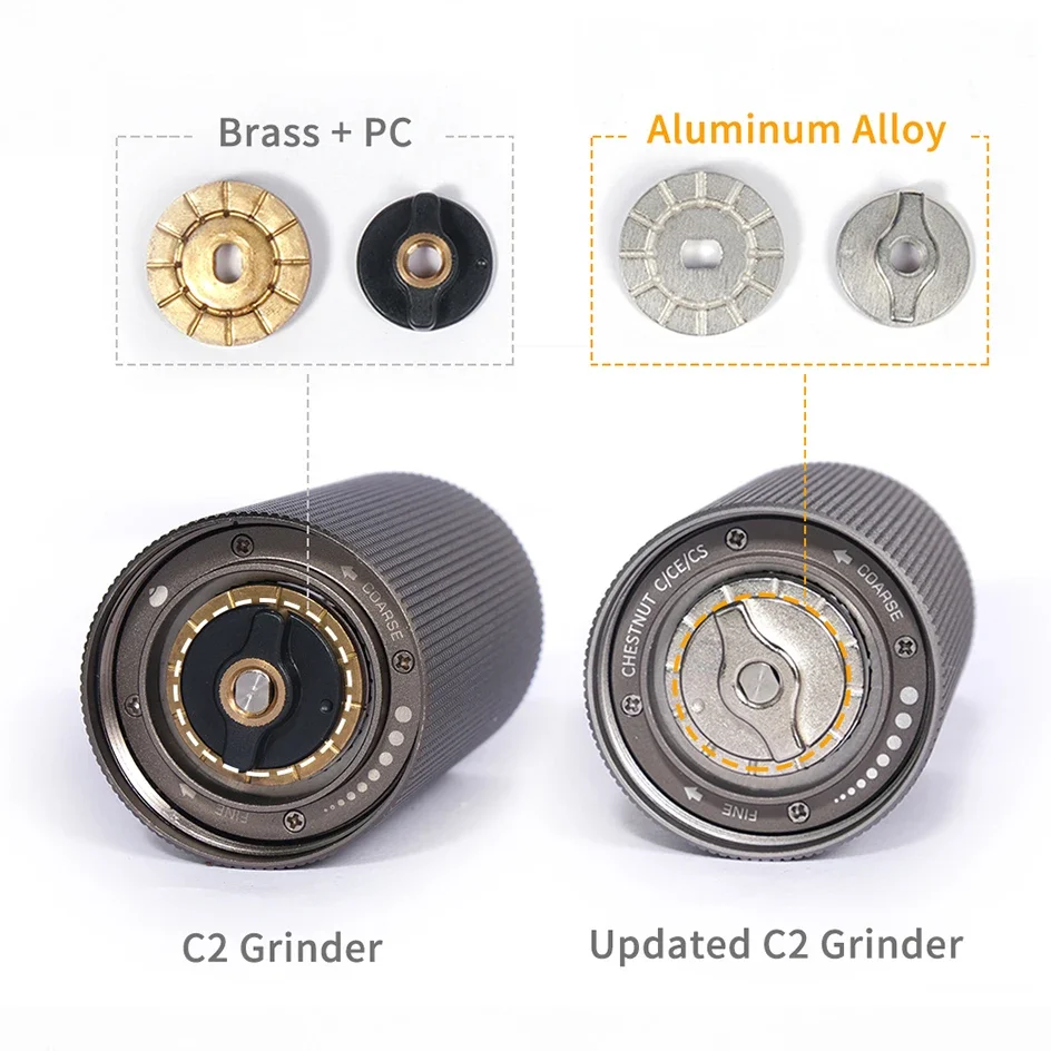 체스트넛 C2 업그레이드 휴대용 커피 연마기 수동 연마기 그라인딩 머신 밀, 더블 베어링 포지셔닝