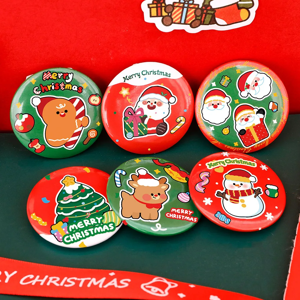 6Pcs Cartoon Christmas Brooch Badge,Cute Christmas Reward Decorative Pin, Aesthetic Lovely Badge Small Gift for Kids Party Favor