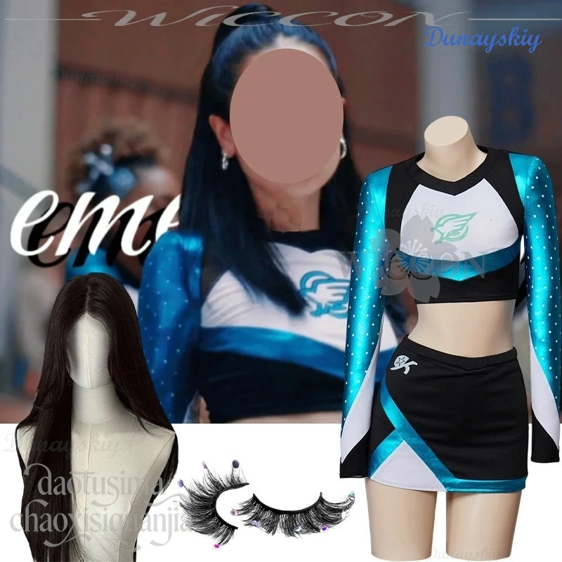 

Аниме фильм горячие девушки косплей Maddy школа черлидинг сексуальный синий черный облегающий укороченный топ футболка мини-юбка Хэллоуин вечерние