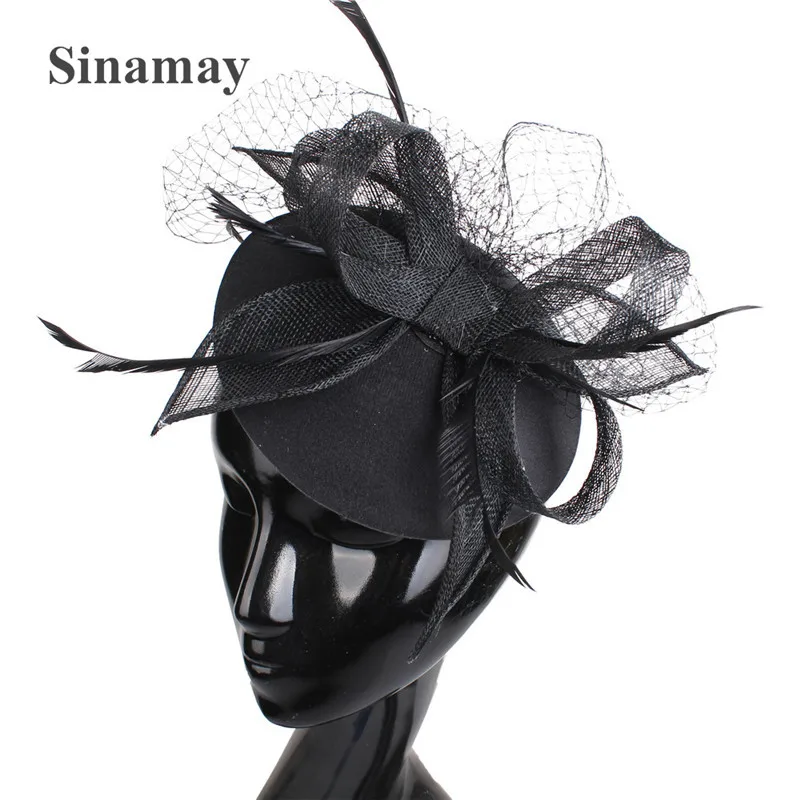 Women Chic Fascinator Hat Cocktail Wedding Party Church Headpiece kentucky Headwear Feather Hair Accessories