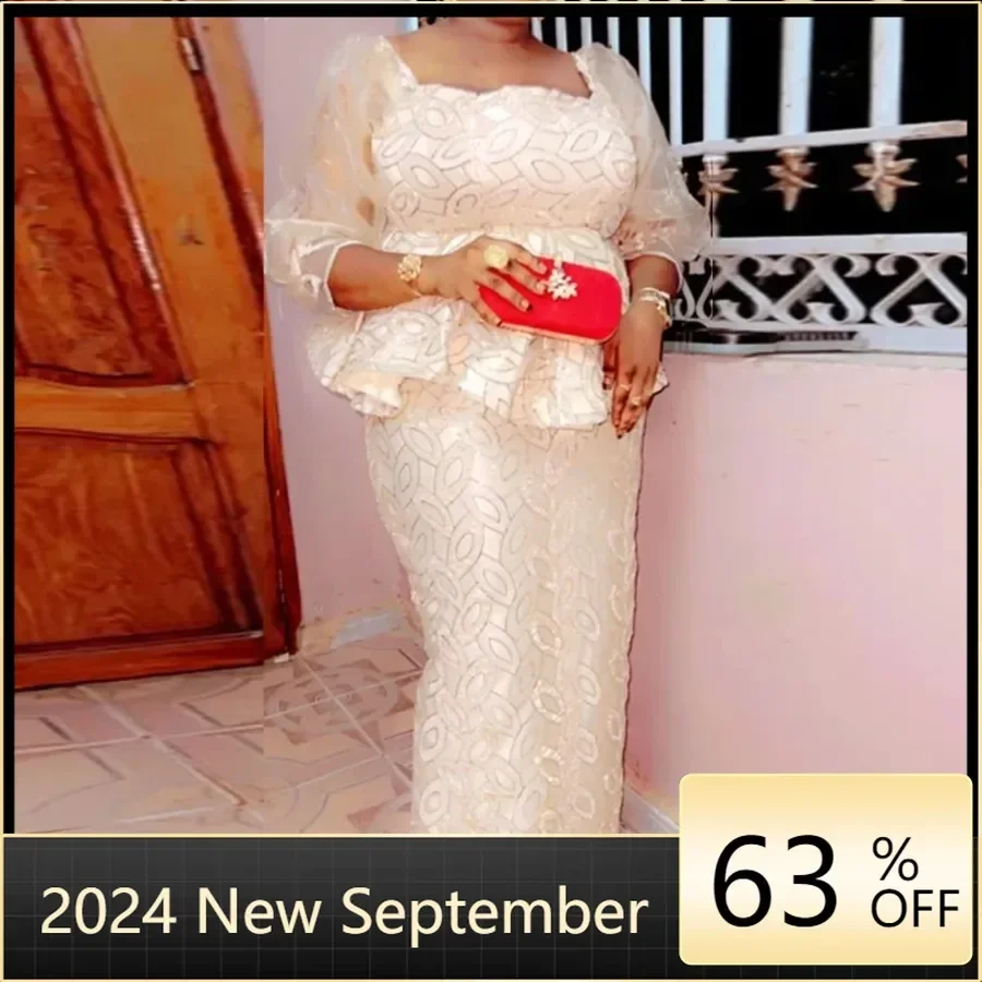 

Customized 2 Piece Sets African Dresses For Women Bodycon Lace Maxi Dress Elegant Wedding Gowns Ankara Africa Long Dress 2024 Ne