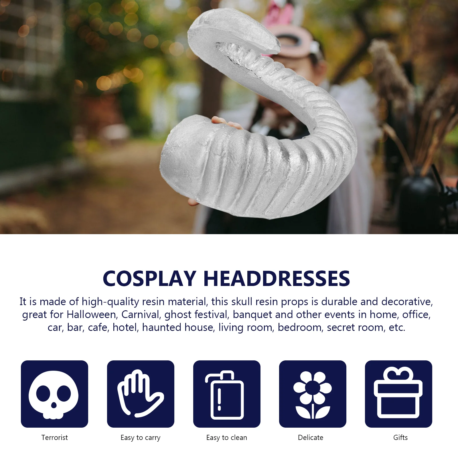 Accesorios de vestir para Halloween, diademas para fiesta, tocados de cuerno, diseño de tacha, decorativo de plástico