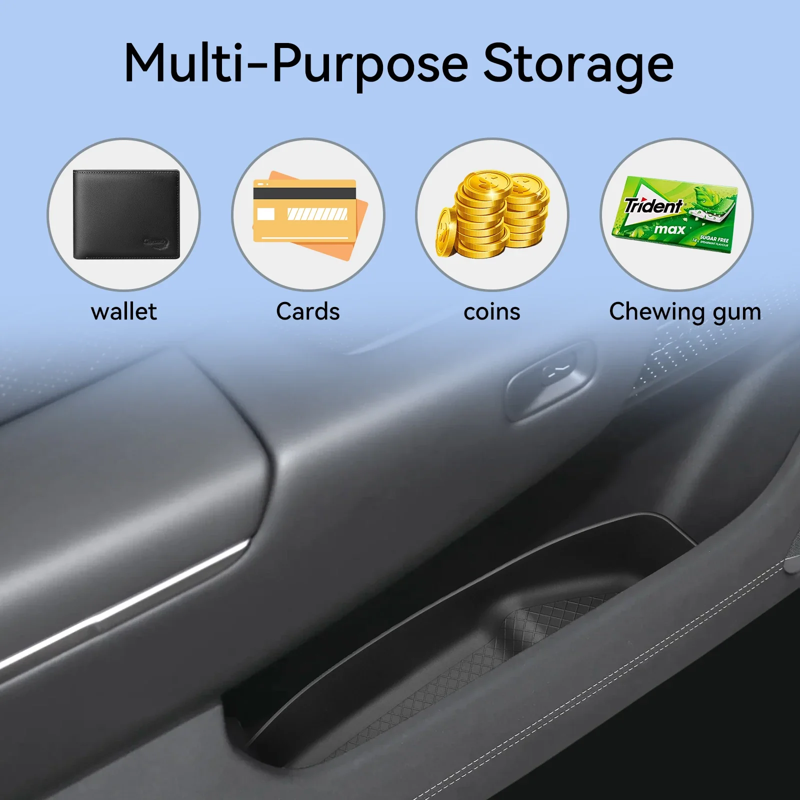 for Zeekr 7X 2024-2026 Door Side Storage Box TPE Front Rear Door Handle Organizer Tidying Car Accessories 4PCS