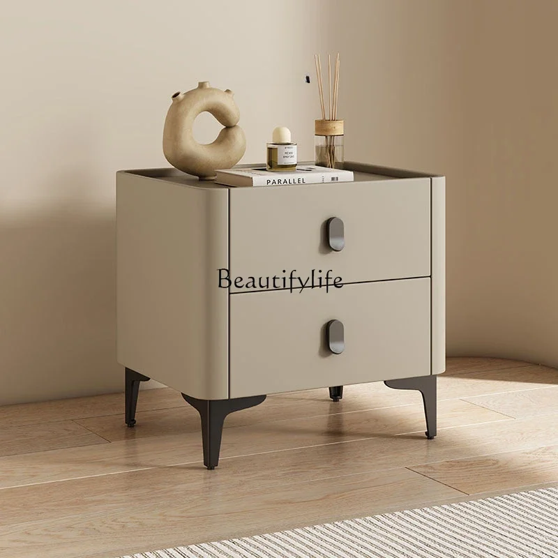 

01New solid wood bedside table light luxury high-end master bedroom small shelf simple and modern