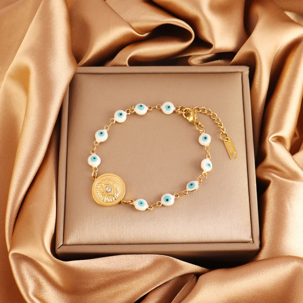 316L Stainless Steel Color Tur - Men Accessories Evil Eye ulasan dan harga