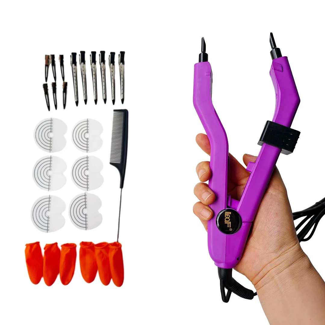 Purple Sharp Tip Quality Heat Hair Connector Keratin Bonding Heat Iron Hair Extension Mini Heating Tip Adjustable Tools