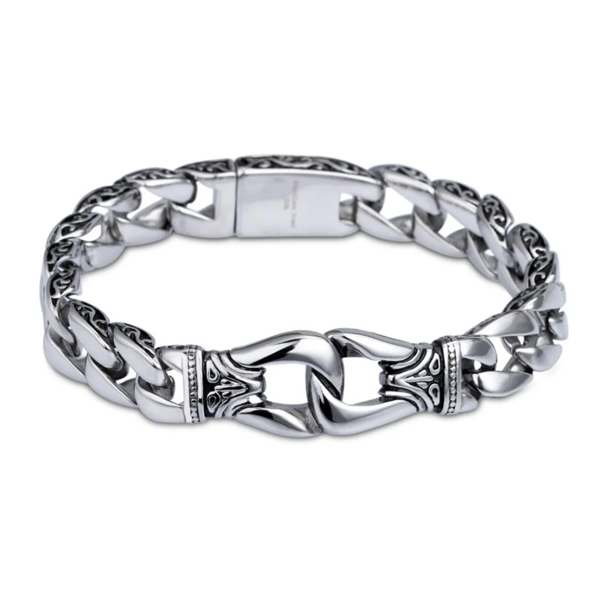 Silberfarbenes Punk-Armband – Edelstahlschmuck für Männer, hypoallergenes Geschenk- und Party-Armreif-Kettenzubehör