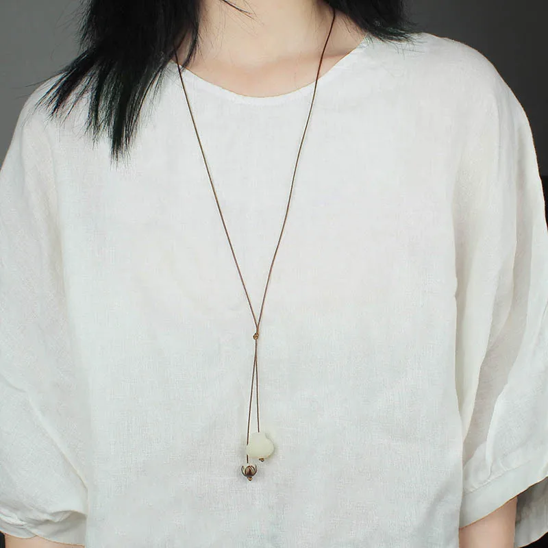 DIY accessories Ethnic style carved Bodhi garlic long necklace small fresh simple lanyard thin rope long sweater chain accessori