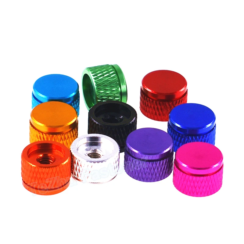 1-10Pcs Aluminum Knurled Thumb Nuts M3.5 M4 Thread Blind Hole Hand Tighten Nut Anodized For RC Models Computer Case 10 Colors