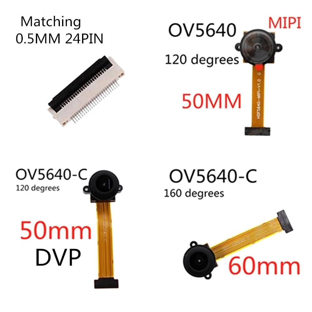 

OV5640 MIPI 120 Degree Camera Module 5 Million Pixels 24PIN 120 Degrees 5cm 160 Degrees 6cm Wide Angle MIPI DVP Interface