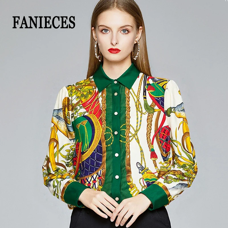 

Old Money Style Clothes Women Shirt Luxury Vintage Print Blouses Summer Long Sleeve Lapel Single-breasted Shirt Fashion Blusas
