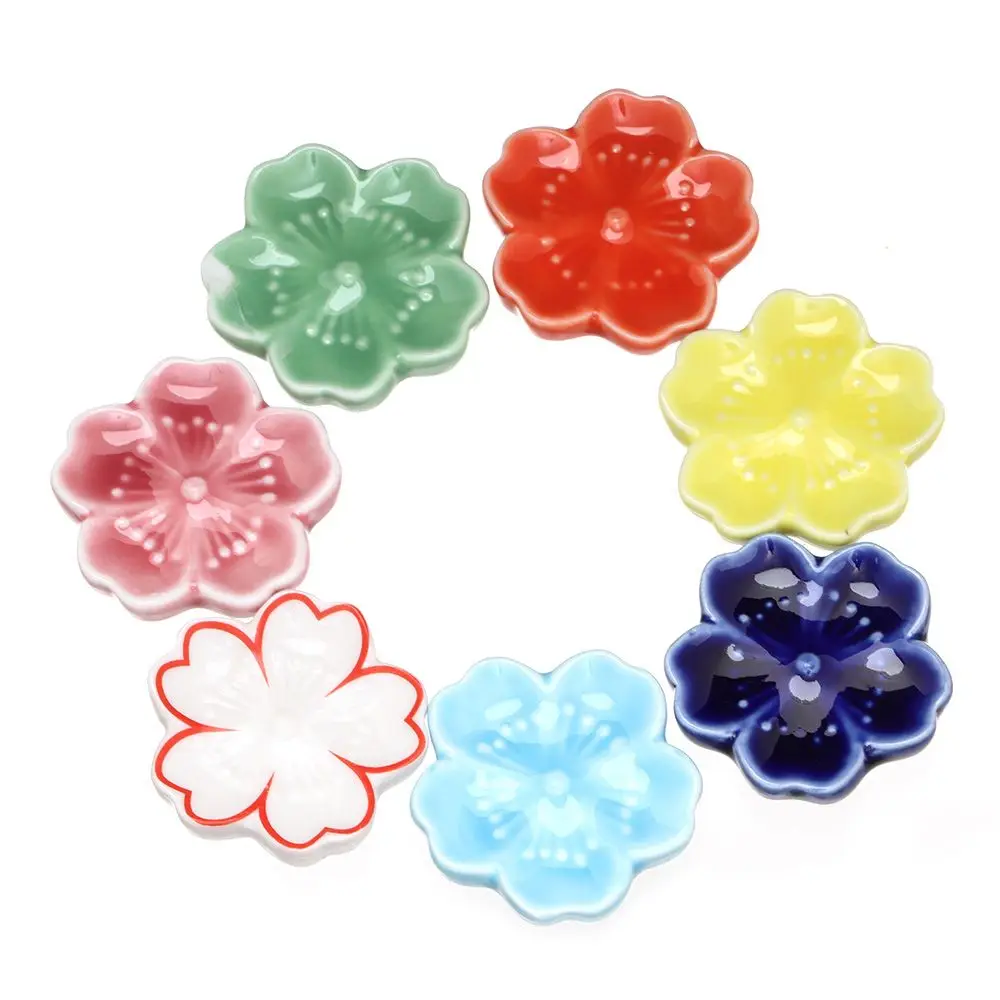 Cute Tableware Kitchen Ceramic Chopsticks Holder Sakura Blossoms Colorful