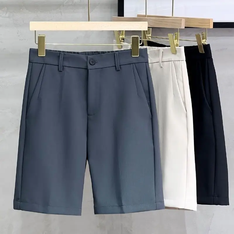 Five-point Suit Pants for Men Korean Style Business Shorts Trousers Slim Mid-pants Without Ironing Thin Casual Trousers - Image 2