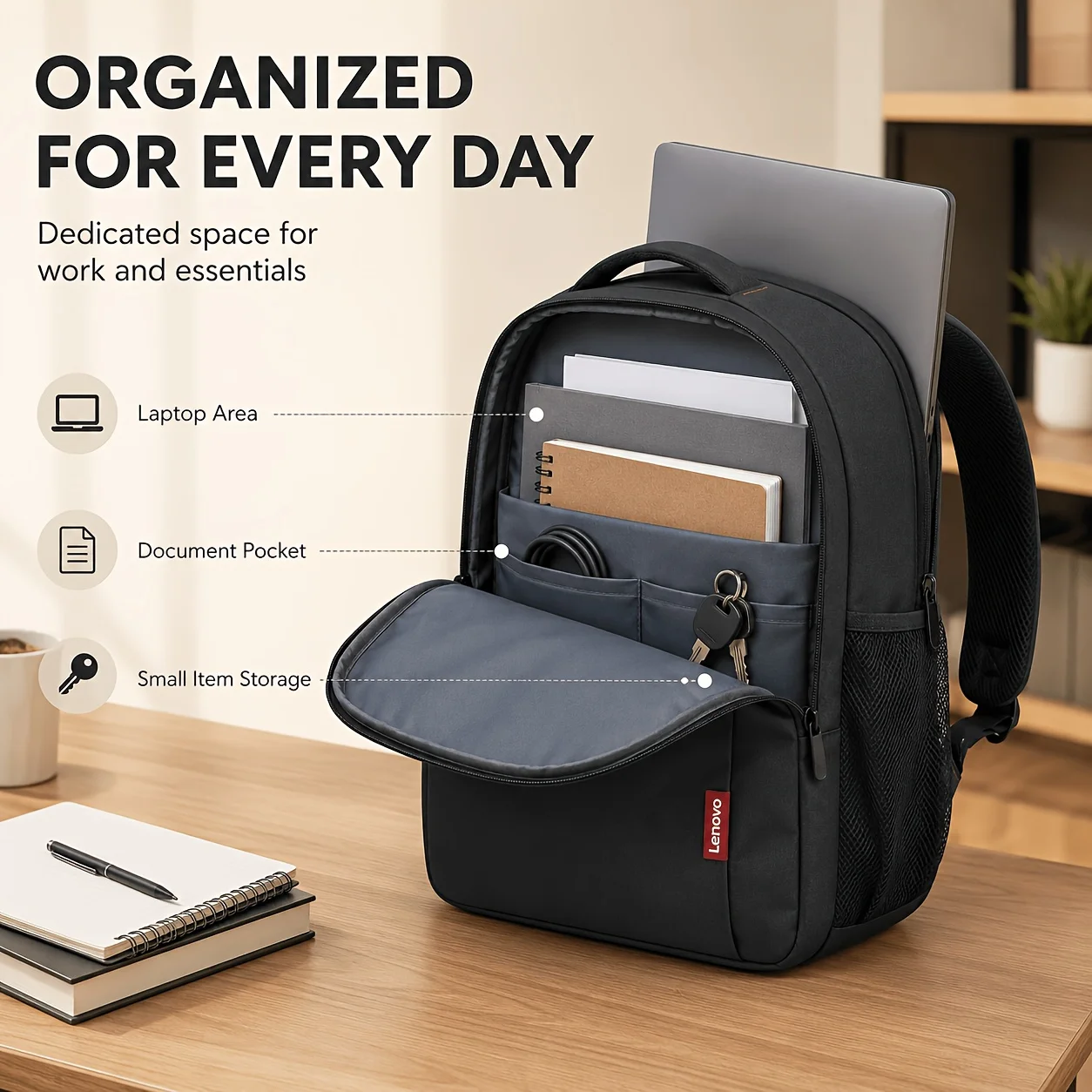 Lenovo Thinkpad Q3 Business Laptop Backpack 15.6-inch Waterproof Polyester Fiber Large Capacity Travel Commuter Backpack