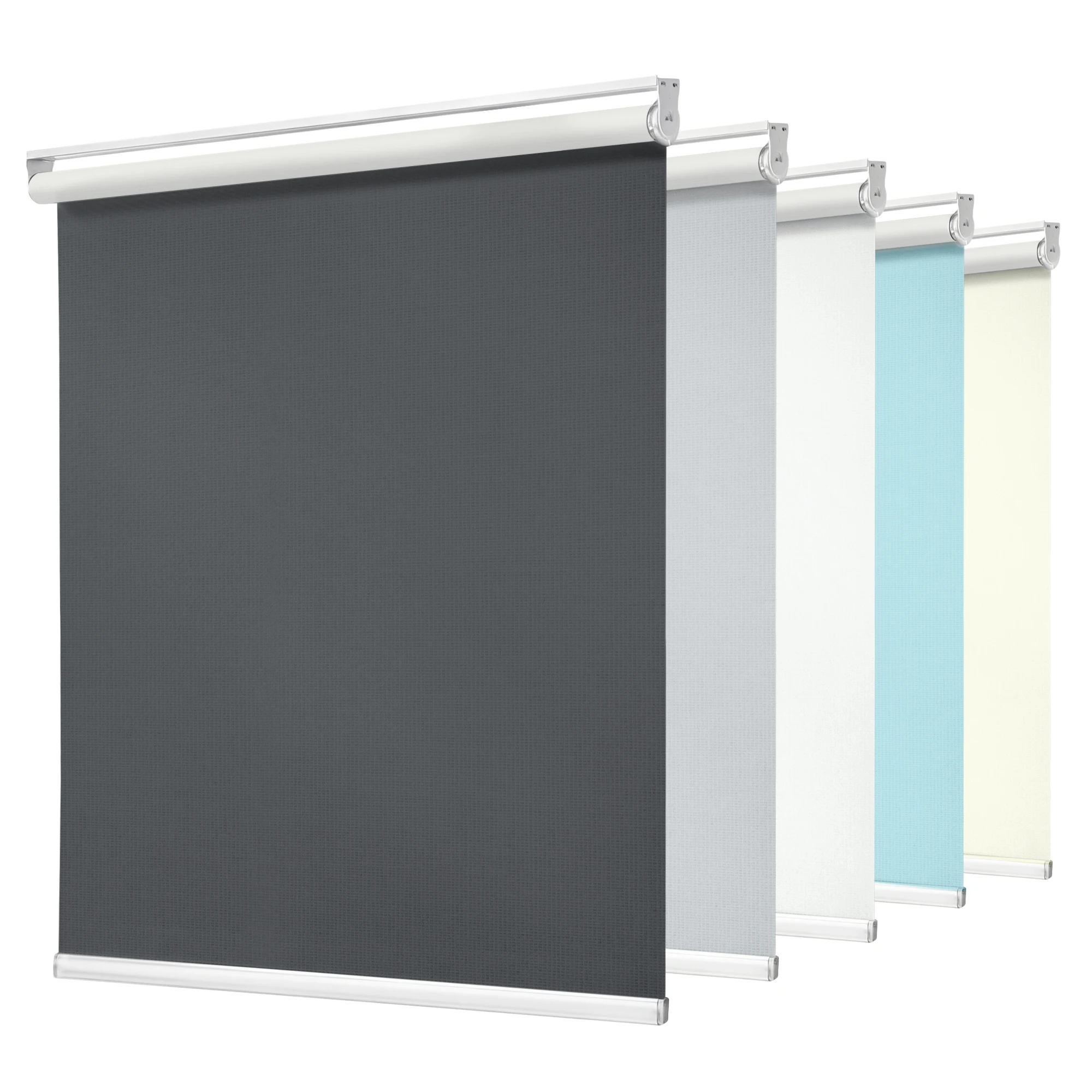 LAMREY Window Roller Shades, 100% Blackout Roller Blinds with Premium Linen Texture & Smooth Speed-Control System for Home