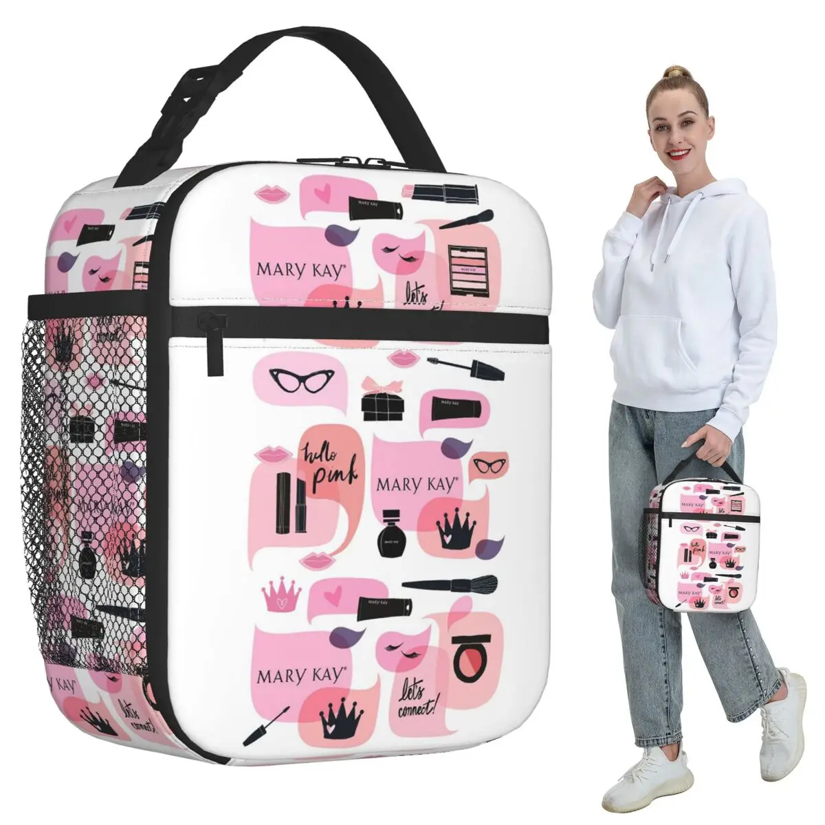 Mary Kay Cosmetics Bolsa de almuerzo aislada para niños, refrigerador escolar, caja térmica para alimentos, bolsa, loncheras a prueba de fugas, contenedor