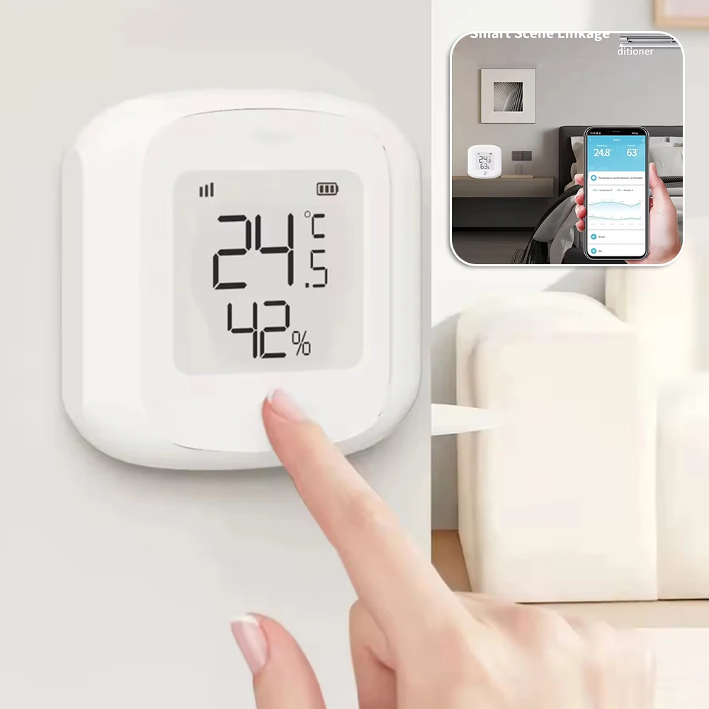 Датчик температуры и влажности с ЖК-дисплеем, высокоточный гигрометр с длительным режимом ожидания для гостиной, дома