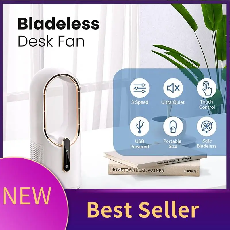 

ABLU-Desk Fan Bladeless Office Fan Small Cooling Fan Portable Silent Fan White For Office, Living Room, Bedroom