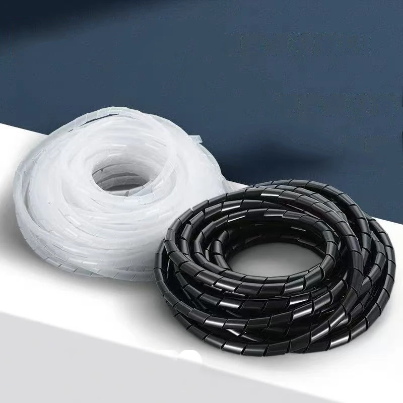 Cable Sleeve Winding Pipe 4mm/8mm/30mm Spiral Wrapping Transparent Wire Organizer Sheath Tube Plastic Tape Management Protector