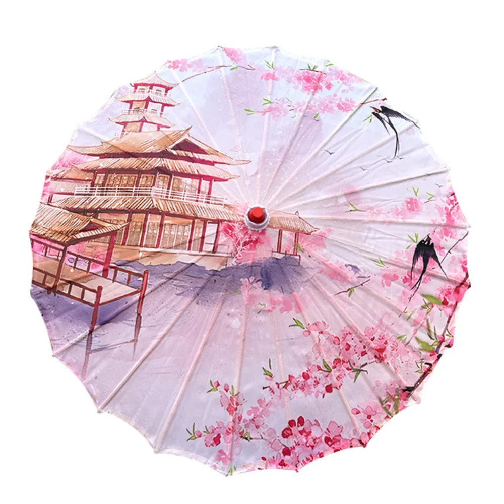 Gufeng Sun Beach Decorative Umbrella Shade Hanfu Tassel Petal Photo Dance Silk Craft Classical Umbrella Parasol Radio De Coche