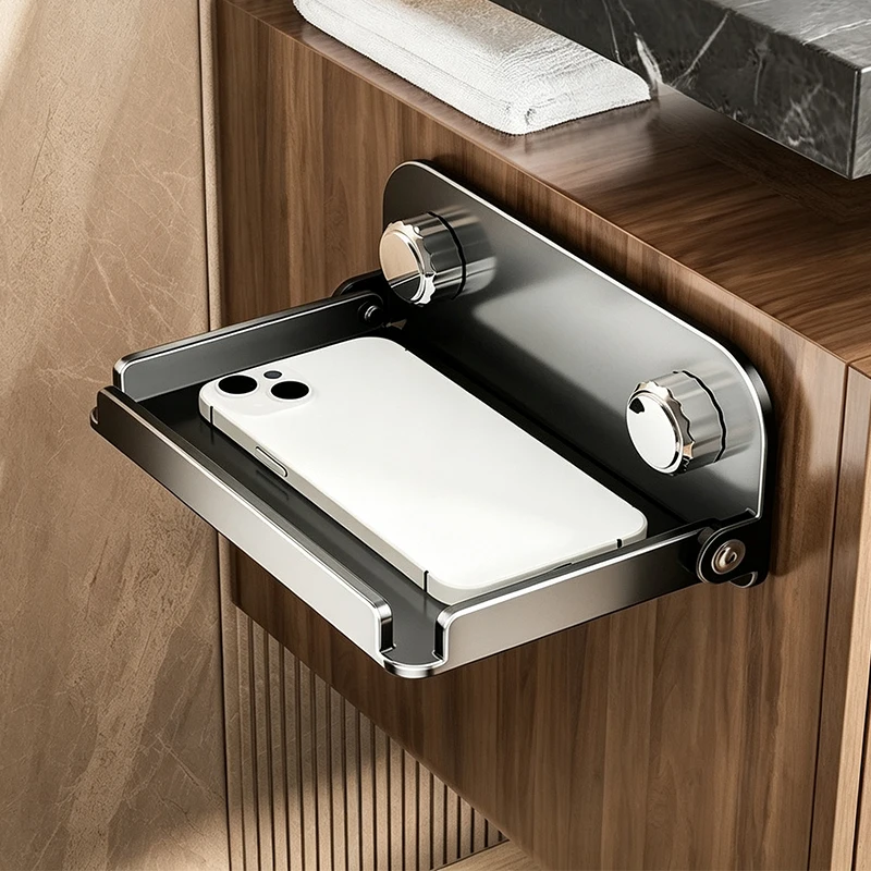 Punch-Free Foldable Shower Shelf Suction Cup Wall Hanging Bathroom Rack with Anti-drop Guardrail for Bathroom