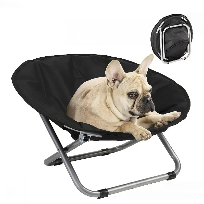 Portable Folding Dog Moon Chair Compact Foldable Design Wear-resistant Waterproof Oxford Cloth Lightweight Metal Frame Pet Sofa Chair Outdoor Picnic Travel Backpackable Rest Bed For Small Pets pets