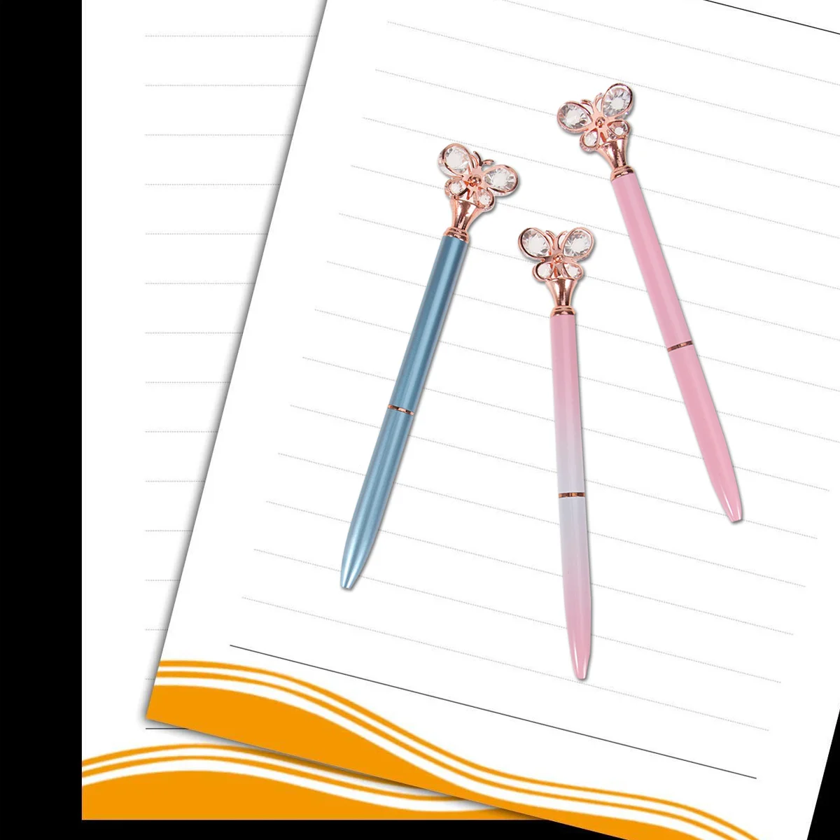 

6 шт., алмазная ручка-бабочка, шариковая ручка, металлические ручки, офисные канцелярские принадлежности, школьные принадлежности, гладкие подарки для письма