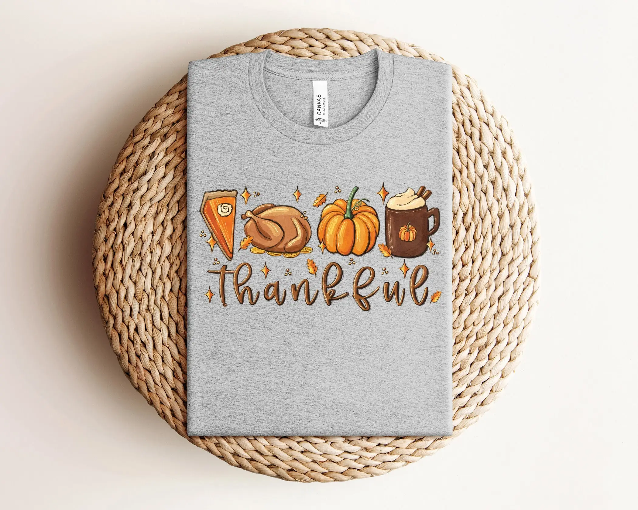 Thankful T Shirt Vintage Thanksgiving Pumpkin Pie Themed Dinner Patch