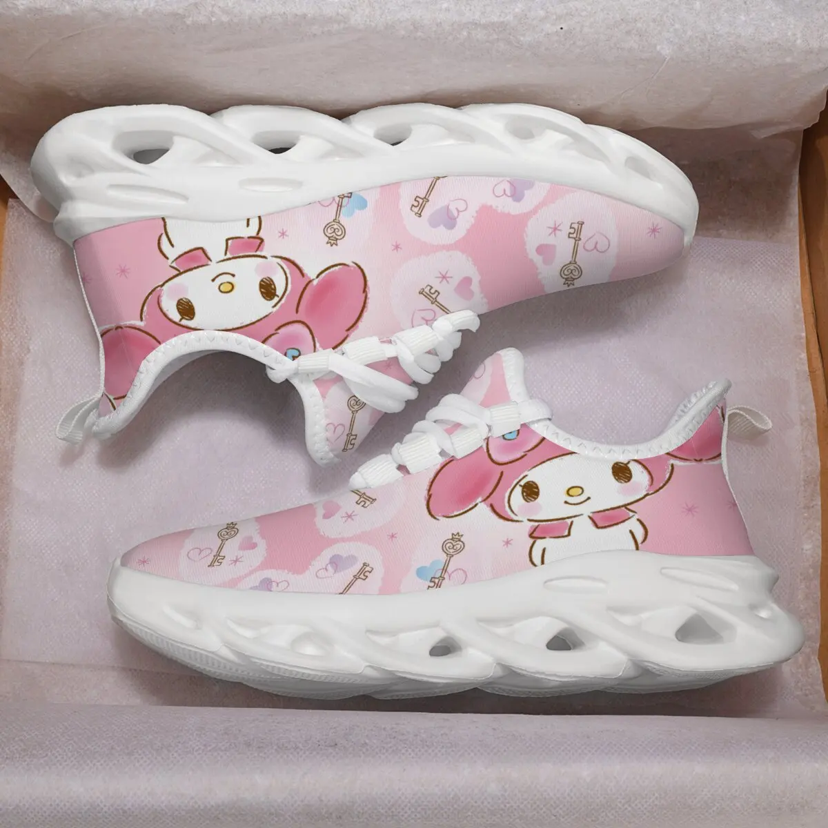 

Розовые кроссовки My Melody для девочек Disney, детские кроссовки, повседневная обувь для мальчиков, прогулочная обувь на плоской подошве, нескользящая легкая обувь для девочек