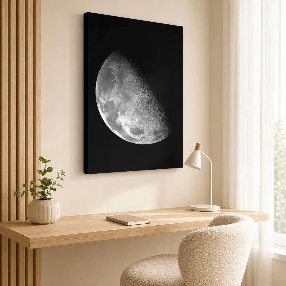 Moon Crater Astronomy Gallery Wrapped Canvas Print Customized Photo Deep Celestial Detail Wall Art For Home Office Birthday Gift