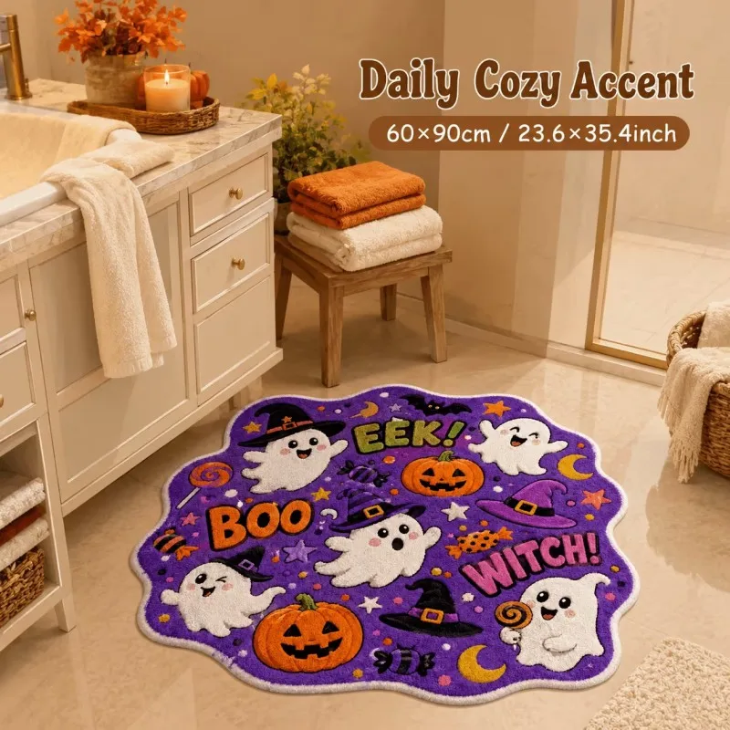 VIKAMA Red Christmas Bell Door Mat Soft Warm Non Slip Front Door Comfortable Underfoot Mat Machine Washable Mat Home Decor