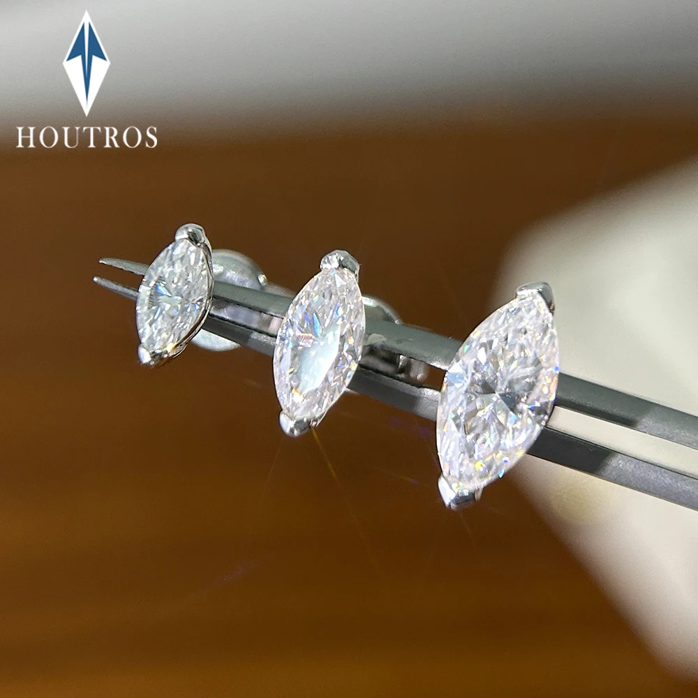 

0.3-1 Carat Marquise Cut Moissanite Stud Earrings GRA Certified S925 Silver Solitaire Diamond Ear Studs for Women Men Jewelry