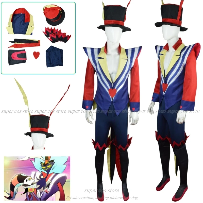 Asmodeus Ozzie Cosplay Costume Helluva King of Lust Boss Halloween Fancy Sexy Helluva Big Daddy Carnaval Party Mens Suit