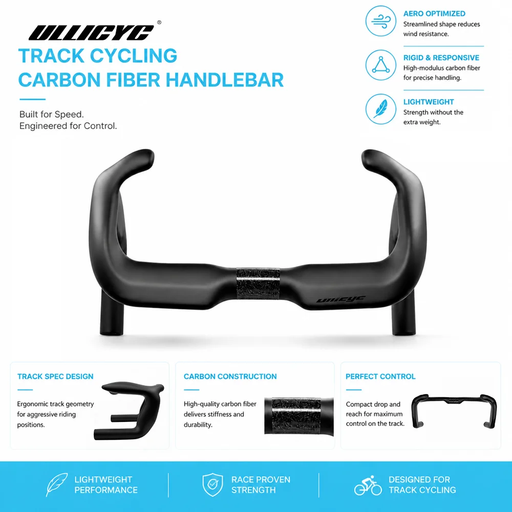 ULLICYC High Rigidity T1000 Carbon Fiber Track Cycling Fixed Time Trial TT Racing Handlebar Matte 31.8mm Split Handlebar