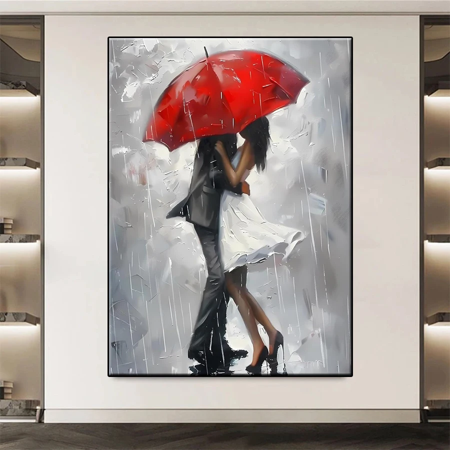 Full Diamond Embroidery Kit New Kits Couple Kissing Under Red Umbrella Handicraft Diamond Painting Cross Stitch Home Decoration