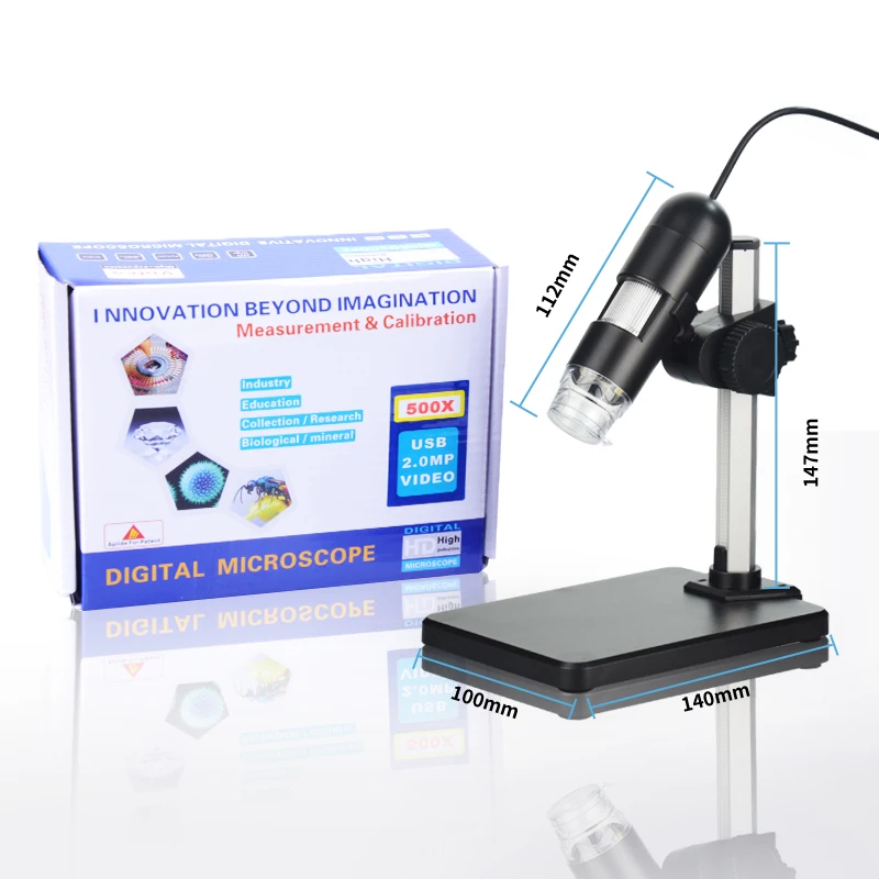 1-500 Times Continuous Zoom Digital Microscope with Measuring USB HD Electronic Magnifying Glass