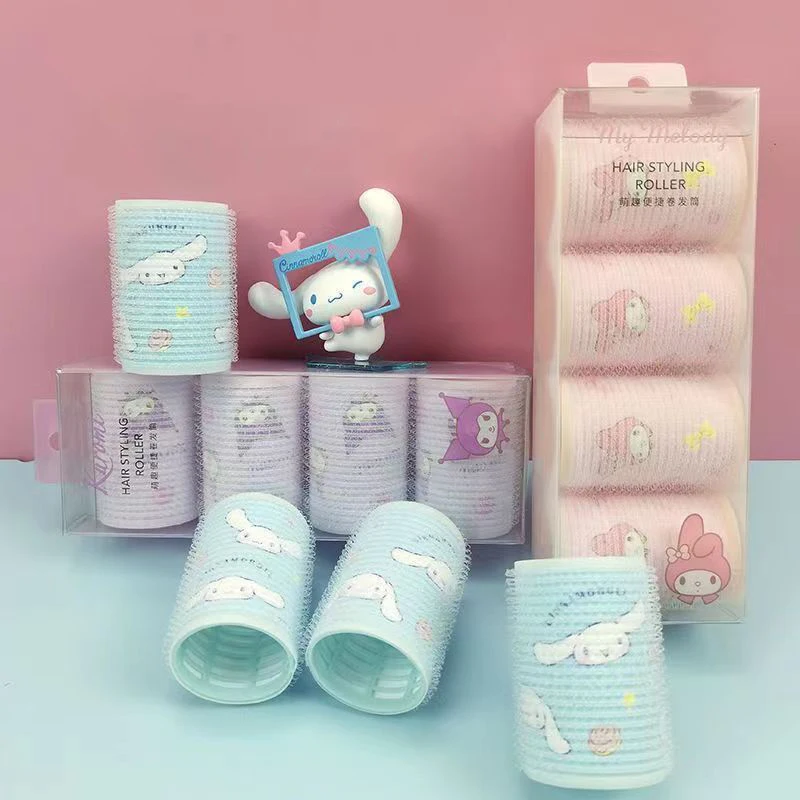 

4Pcs Sanrio Kawaii Anime Hello Kitty Hair Roller Cute Sweet My Melody Cinnamoroll Cartoon Bang Hair Curler Lovely Gifts Girls