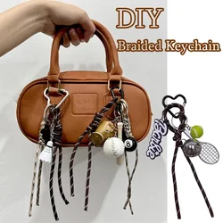 New Fashion Nylon Handmade Rope Colorful Braided Keychain Chian Vintage Keychain DIY Creative Bag Pendant Decoration Key Buckle