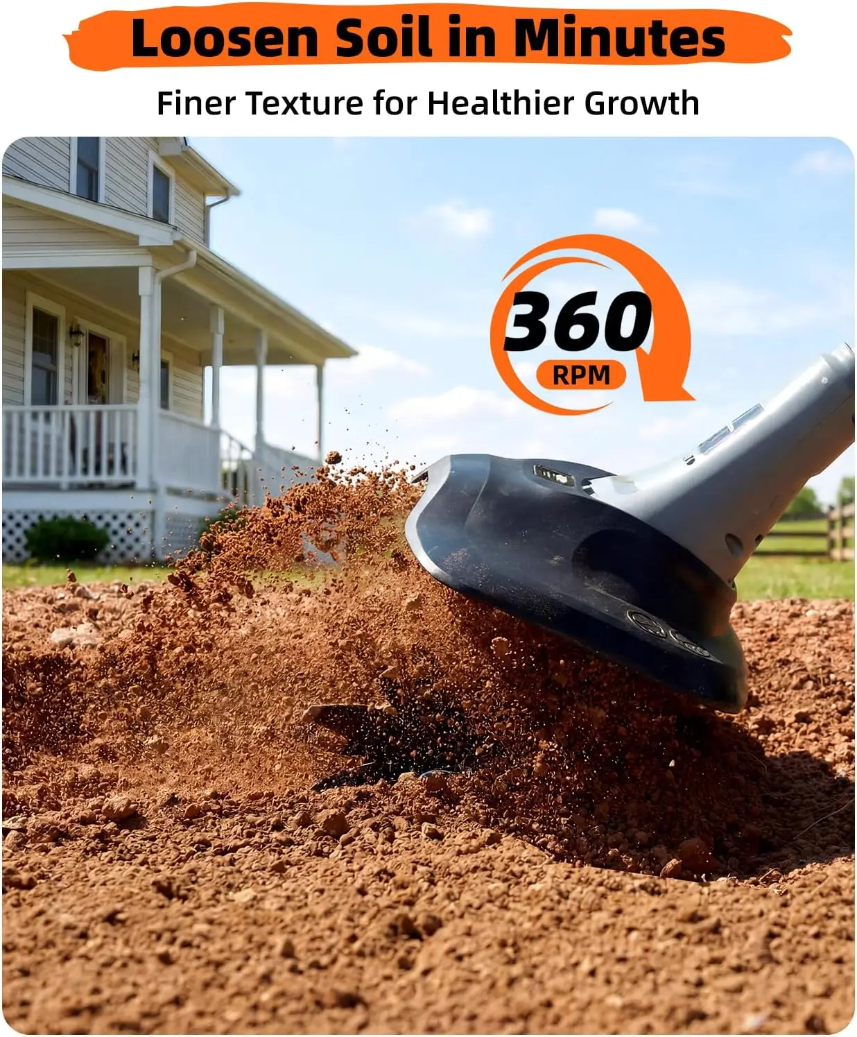 Battery-Operated Garden Rototiller, Cordless Cultivator Tiller for Gardening Use