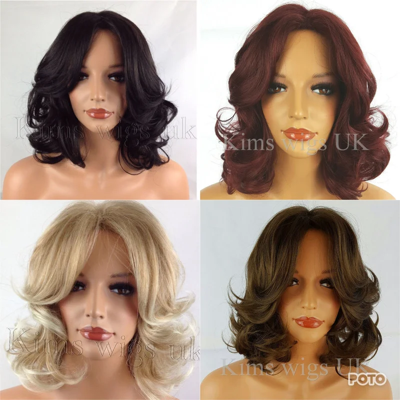 SHORT CURLY WIG BLACK/DARK , RED, BLONDE MEDIUM BROWN LADIES WOMENS UK