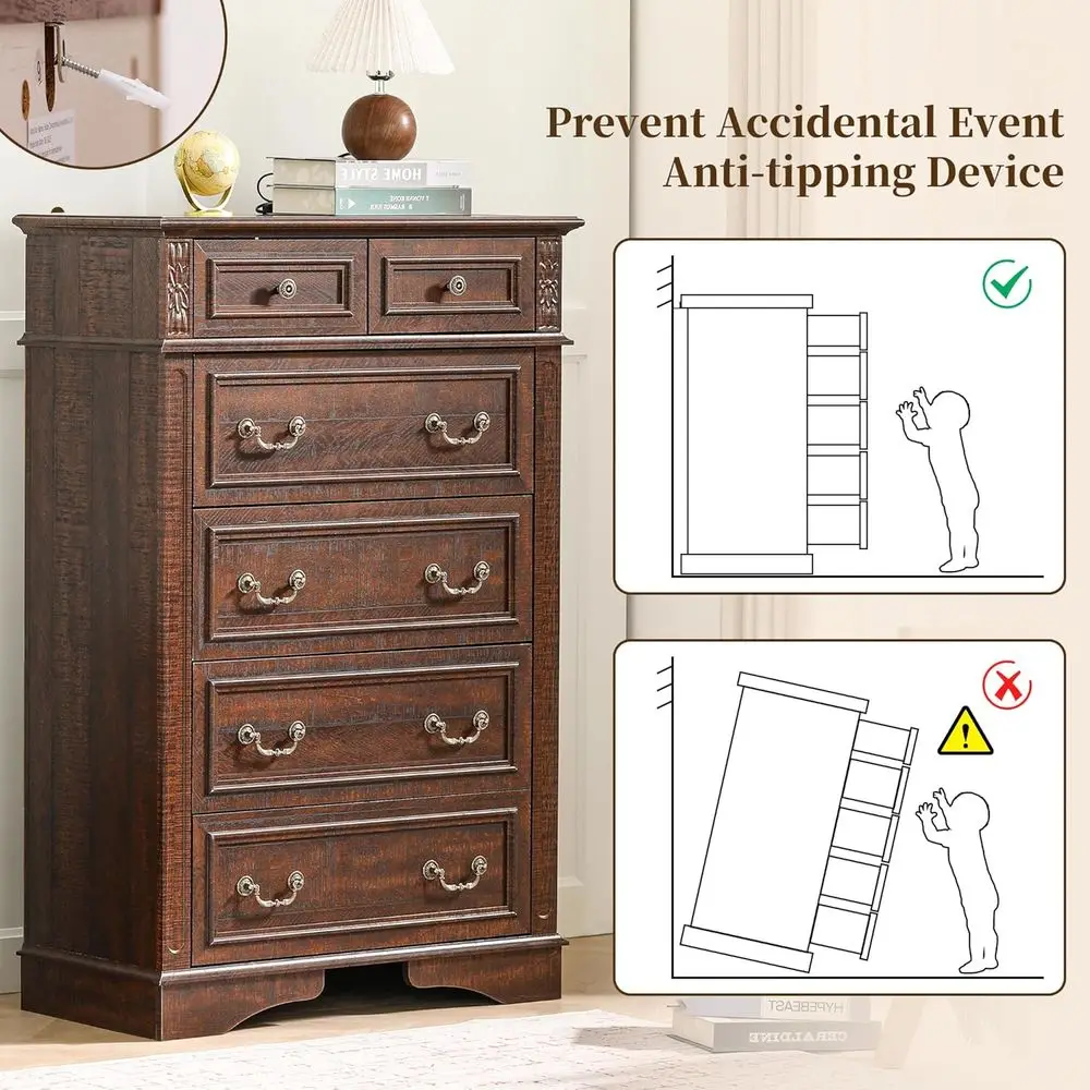 Drer or Bedroom, 6 Ders 48" Tall Drer or Storage and Organization, k Brown armhouse Chest o Ders or Living Room, Closet, Hallway view 4