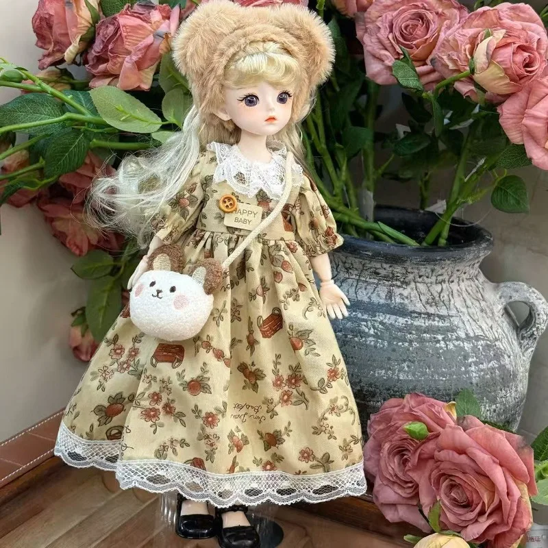 30cm Girl Doll Witch Cloak Suit Dress Up Toy with Simple JK Suspender Skirt Vibrant Accessories