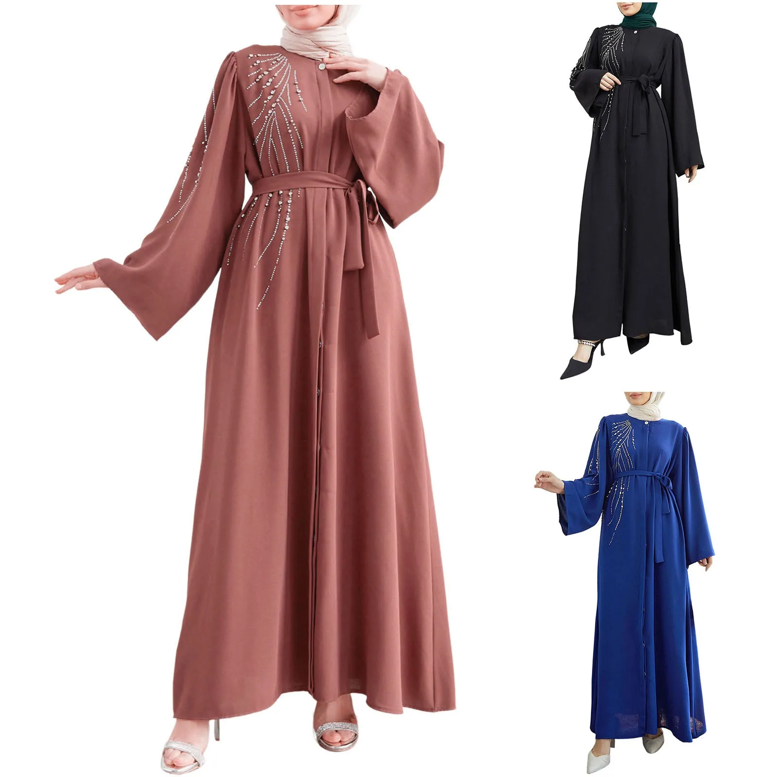 Ramadan Eid Dubai Elegant Abaya Kebaya Islam Muslim Kaftan Modest Dress For Women Robe Musulmane Caftan Marocain Femme Vestidos