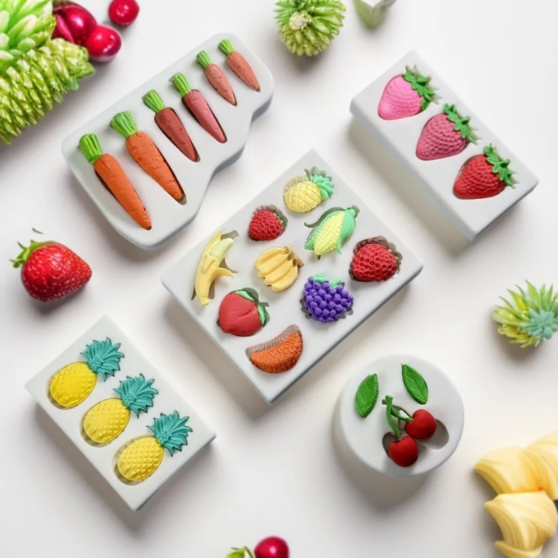 Strawberry Pineapple Fruit Silicone Molds Multi-style Food Grade Fondant Candy Chocolate Mould DIY Baking Cake Decorating Tools